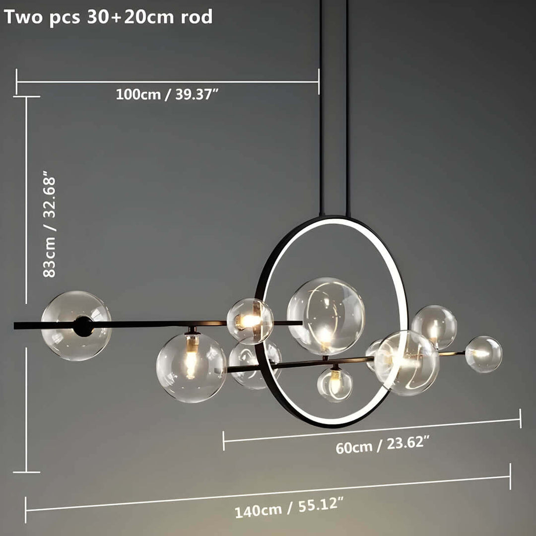 Modern Glass Ball Chandelier, Brushed Nickel Finish