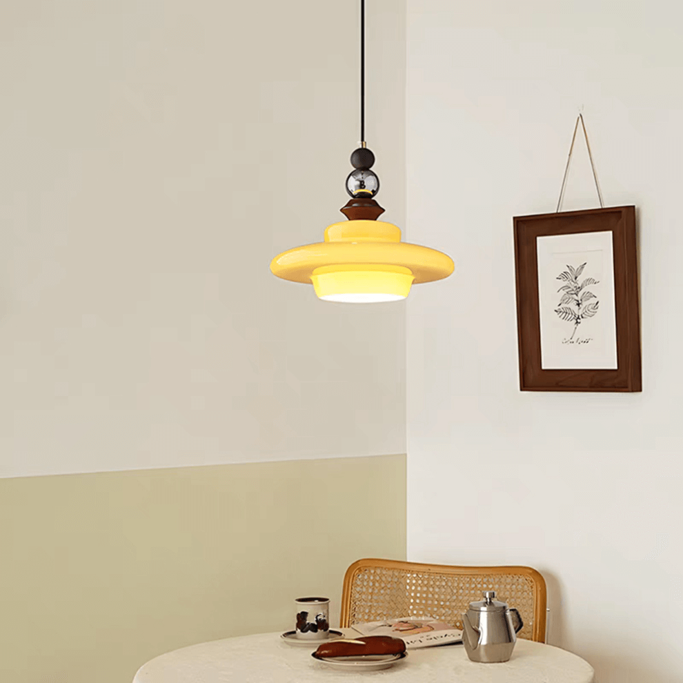 Medieval Style Beige Glass Pendant Light
