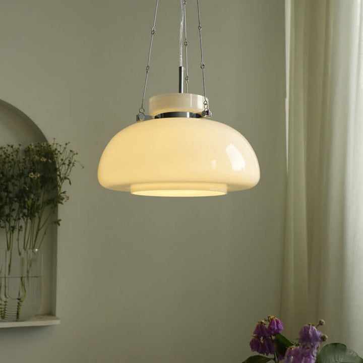 Milky Glass Pendant Light 40cm - Modern Hanging Ceiling Lamp