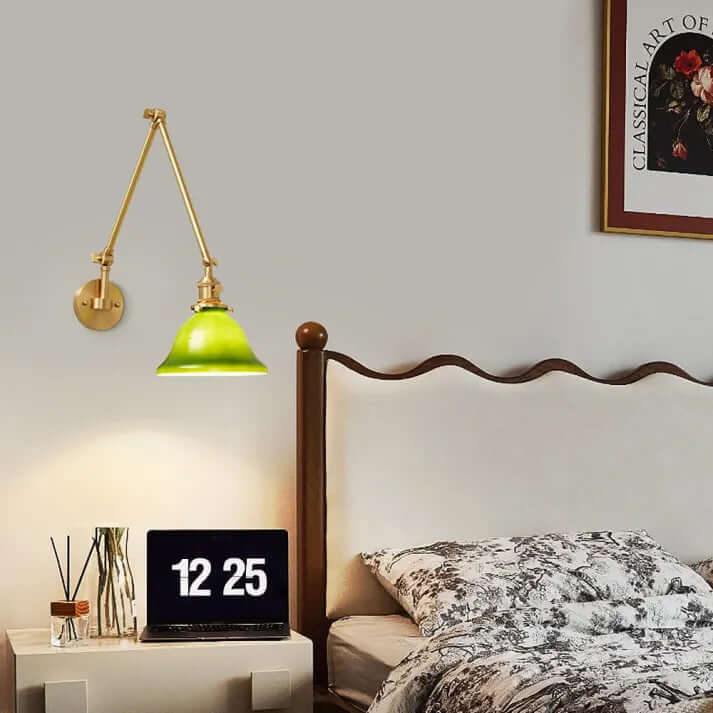 Adjustable Green Glass Wall Light
