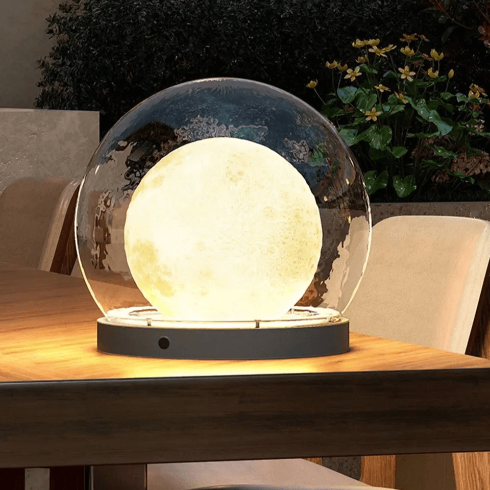 Solar Garden Light,Outdoor Pillar Lamp Post,Moon Shaped Decor
