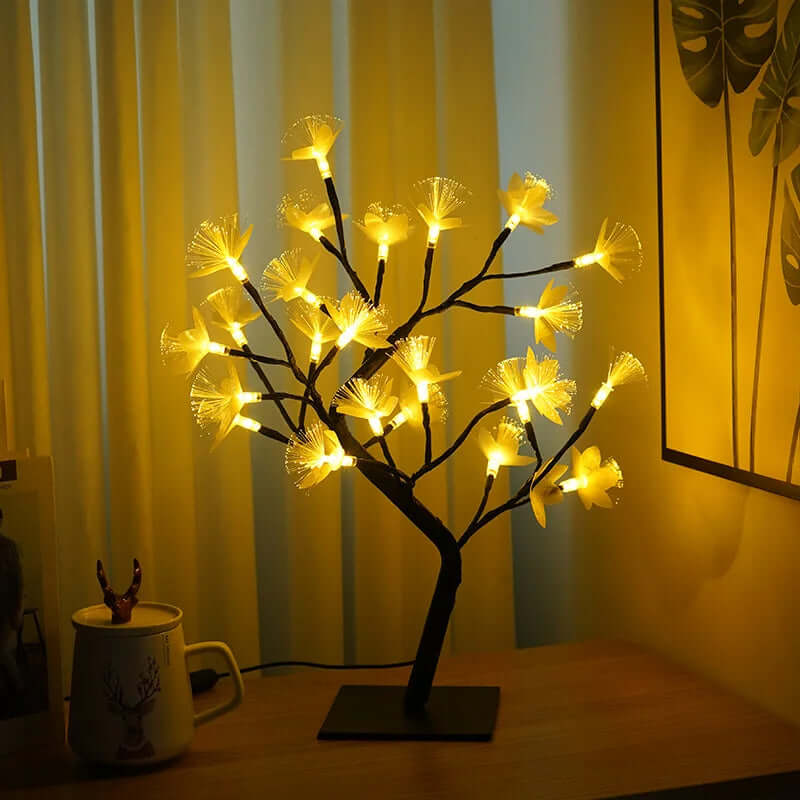 LED Birch Tree Light with Rose Flowers - 45cm