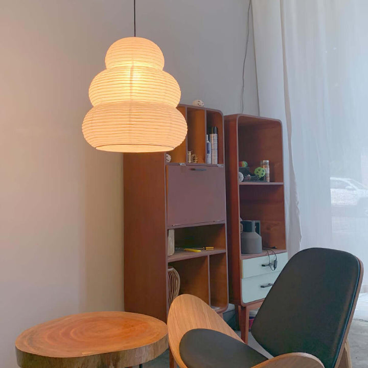 Round Pendant Light Fixture, 40cm Natural Paper Shade