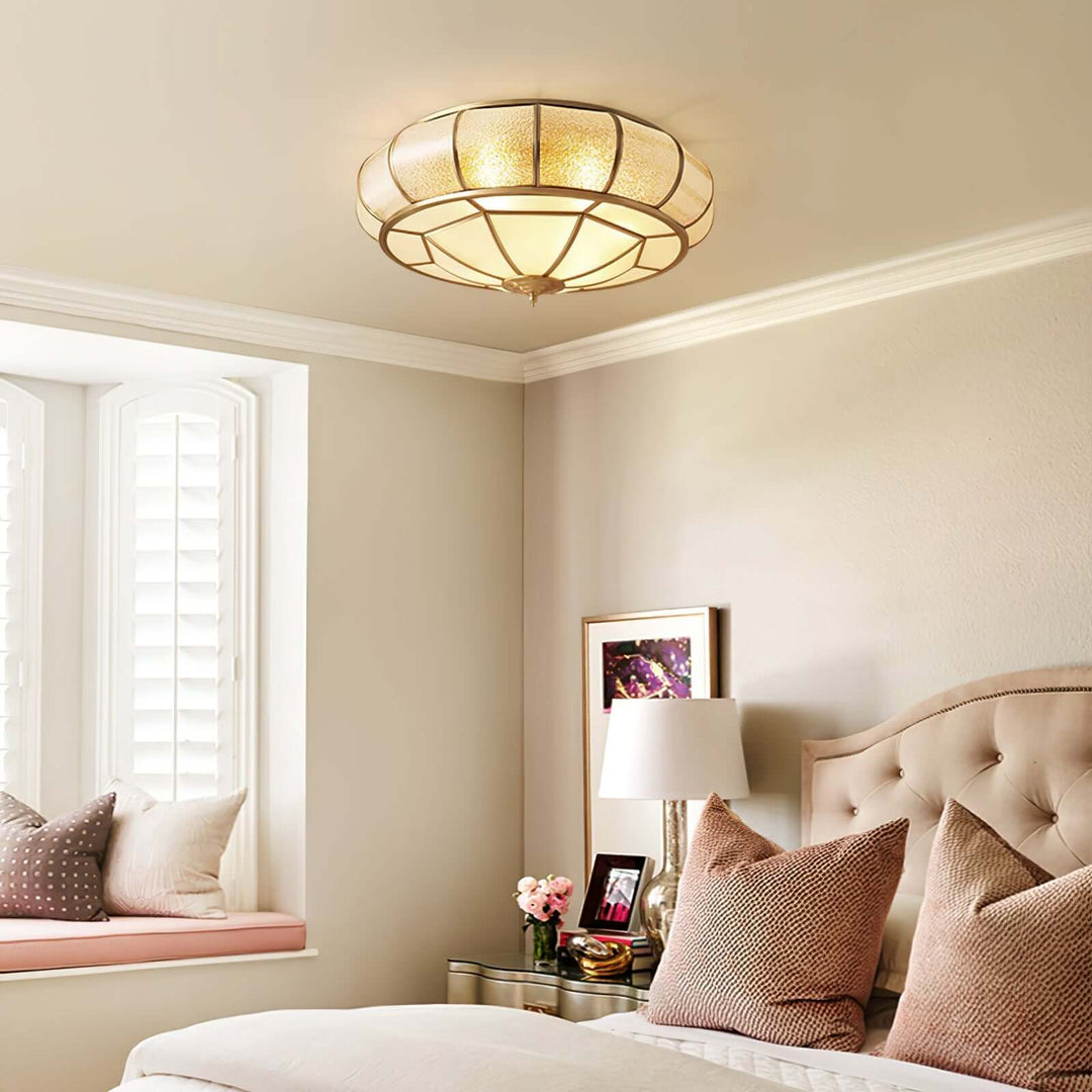 Round Textured Glass Ceiling Light Fixture