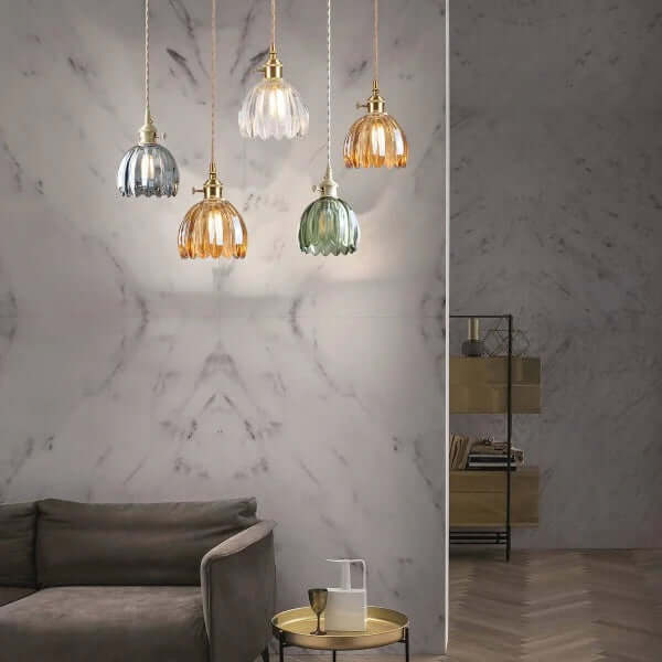 Retro Glass Flower Pendant Light