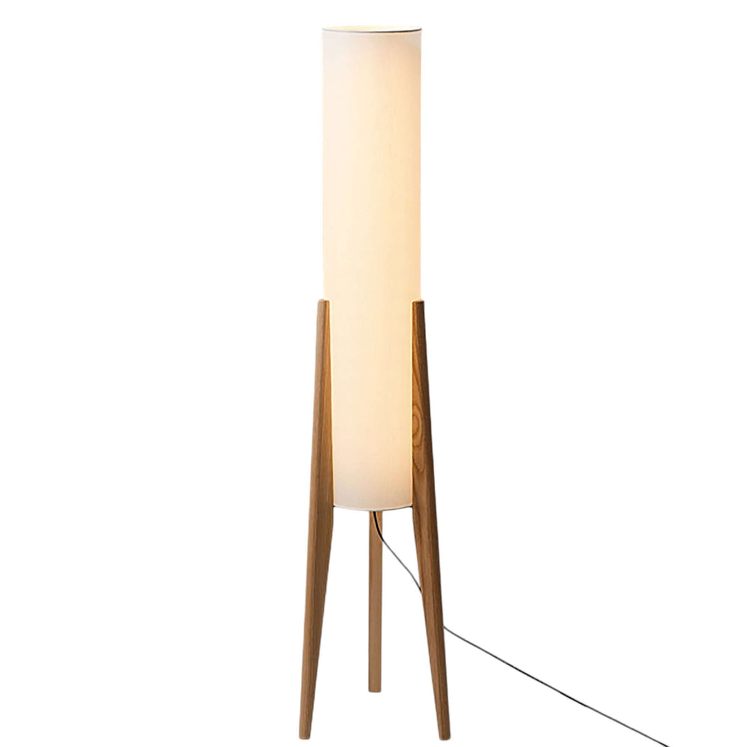 Solid Wood Floor Lamp with Fabric Shade