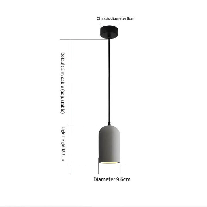 Modern Concrete Pendant Light - 9.6cm Dia x 18.5cm H