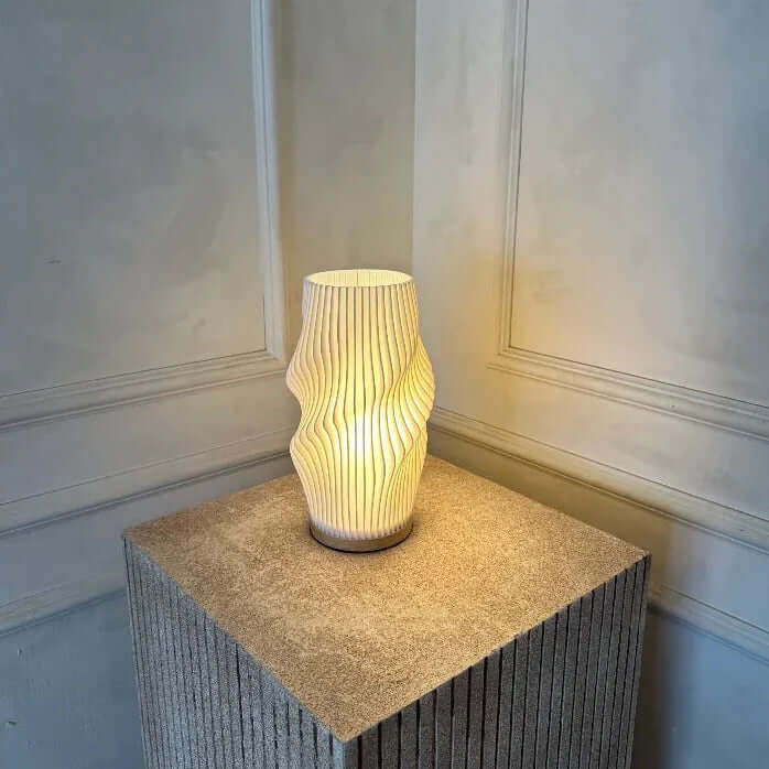 Modern Dimmable USB Desk Lamp with Wave Shade