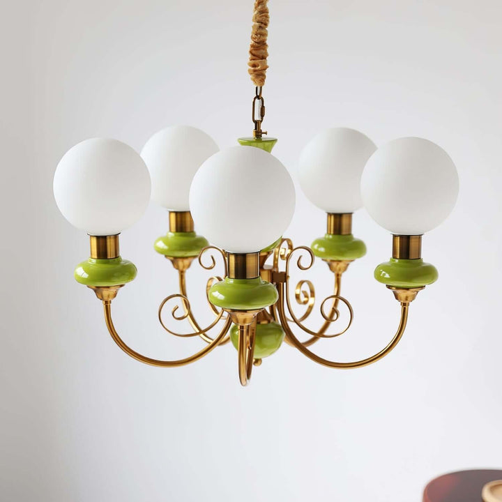 Elegant Green Onyx Chandelier | 3 & 5 Heads