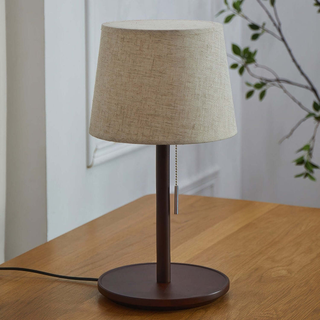 Nordic Walnut Wood Table Lamp with Fabric Shade