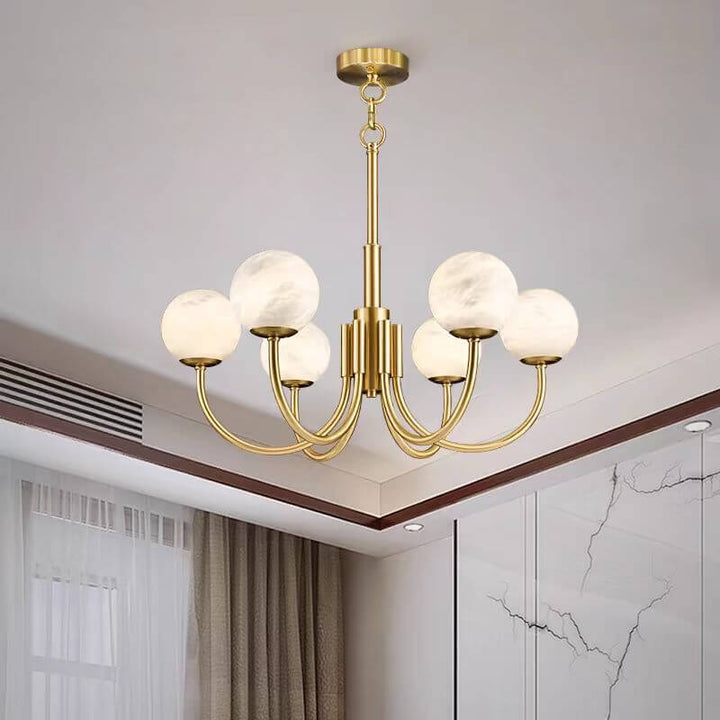 Modern 6-Light Spherical Glass Chandelier 75cm
