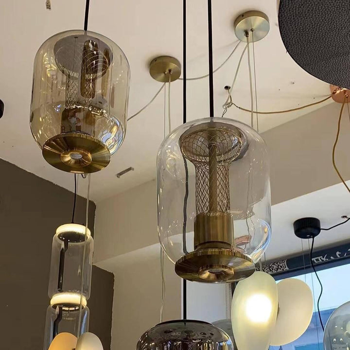 Modern Glass Pendant Light Fixture, 16cm, Integrated LED