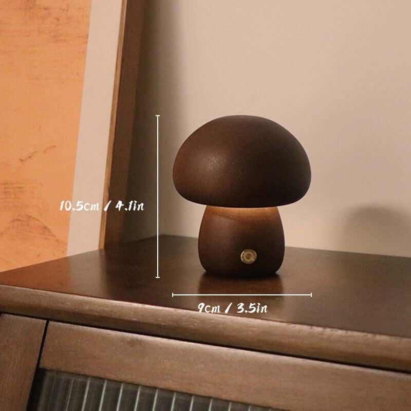 Rechargeable Wooden Mushroom Lamp