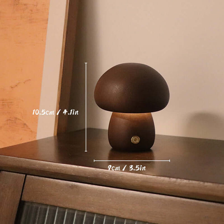 Rechargeable Wooden Mushroom Lamp