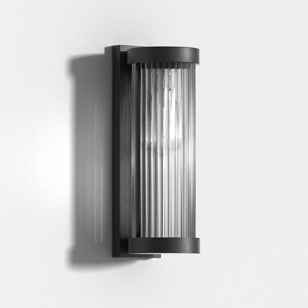 Cylindrical Metal & Glass Outdoor Solar Lamp