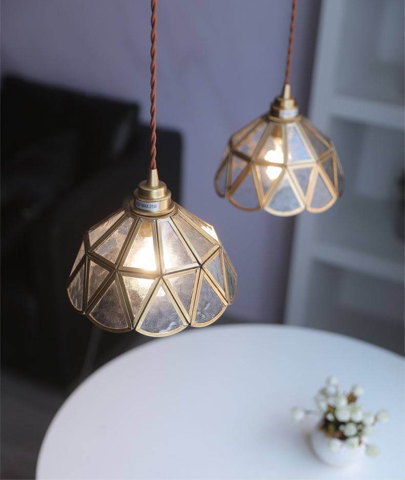 Elegant Glass Pendant Light with Brass Finish