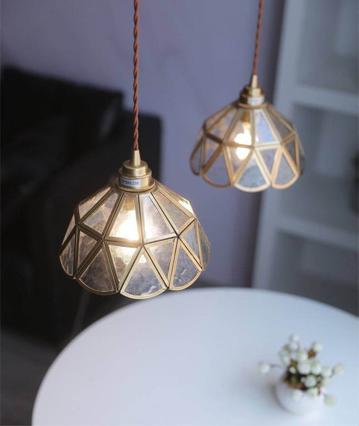 Elegant Glass Pendant Light with Brass Finish