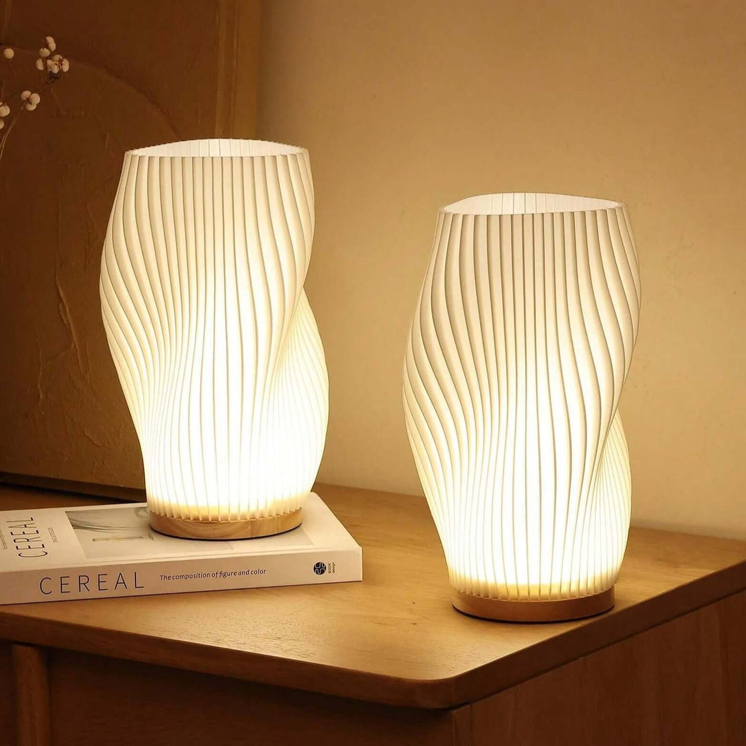 Modern Dimmable USB Desk Lamp with Wave Shade