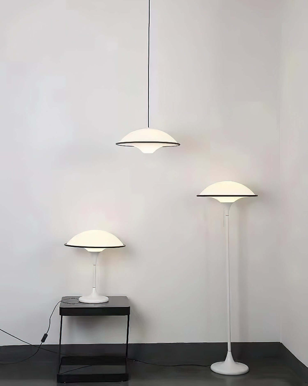 Modern Dome Table Lamp with Black Trim