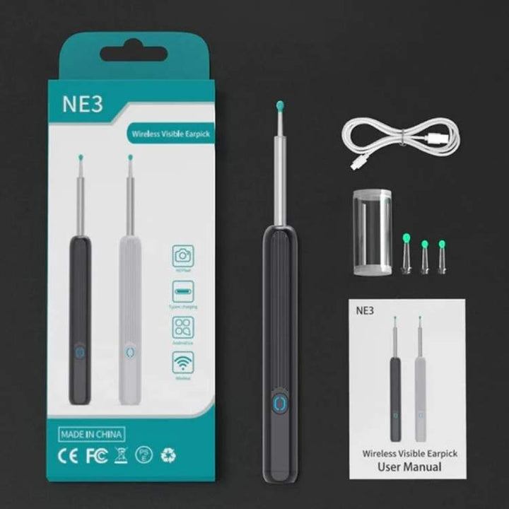 EarScope Pro Wax Removal Kit with camera and LED lights, showcasing its sleek design and effectiveness for ear cleaning.