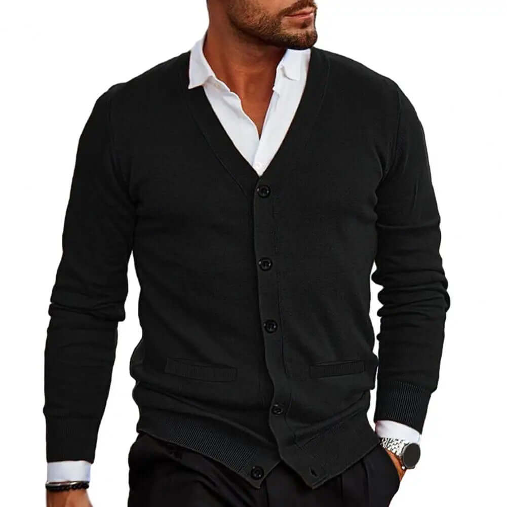 Men's V-Neck Button-Front Cardigan