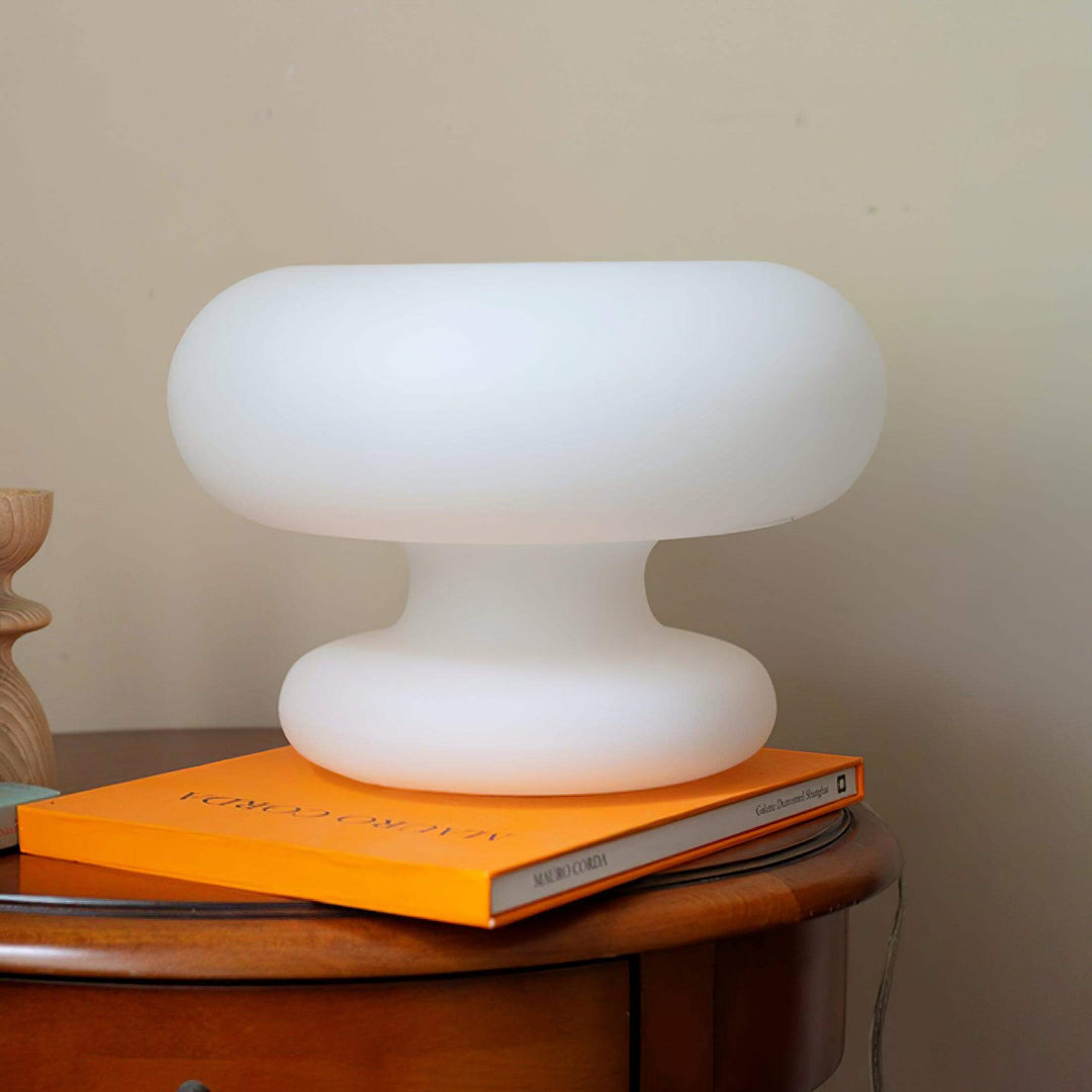 Modern Round Table Lamp with Metal Accent