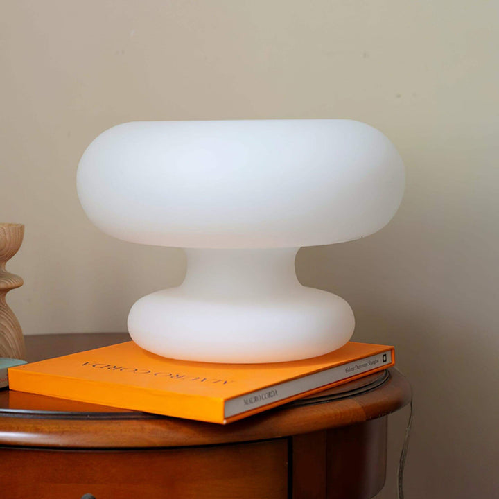 Modern Round Table Lamp with Metal Accent