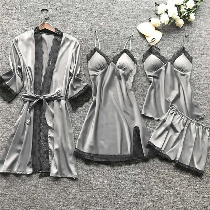 Women's 5-Piece Sleepwear Set with Lace