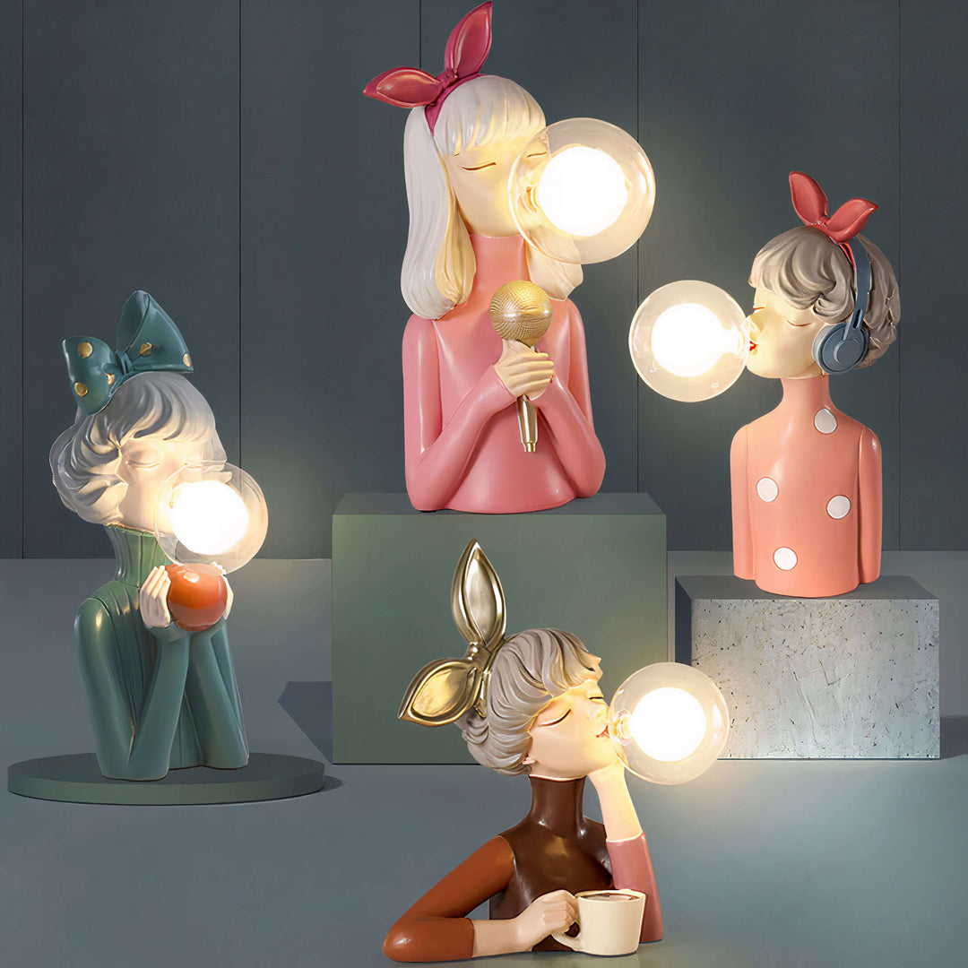 Elegant Resin Table Lamp with USB Power