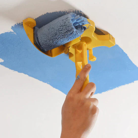Edge and corner paint roller tool with ergonomic handle and precise side guide for clean lines without tape.