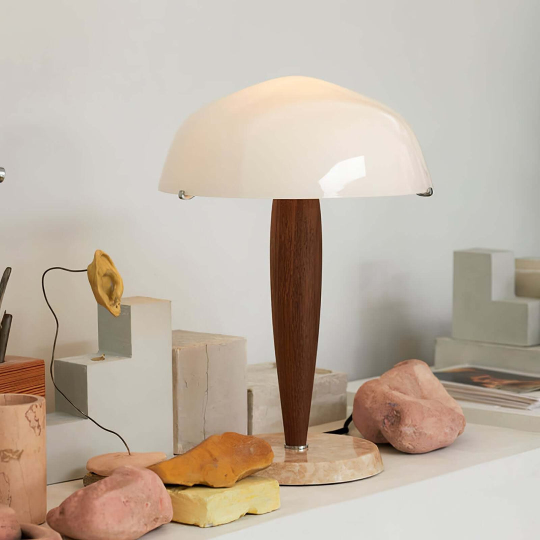 Elegant Glass & Wood Table Lamp