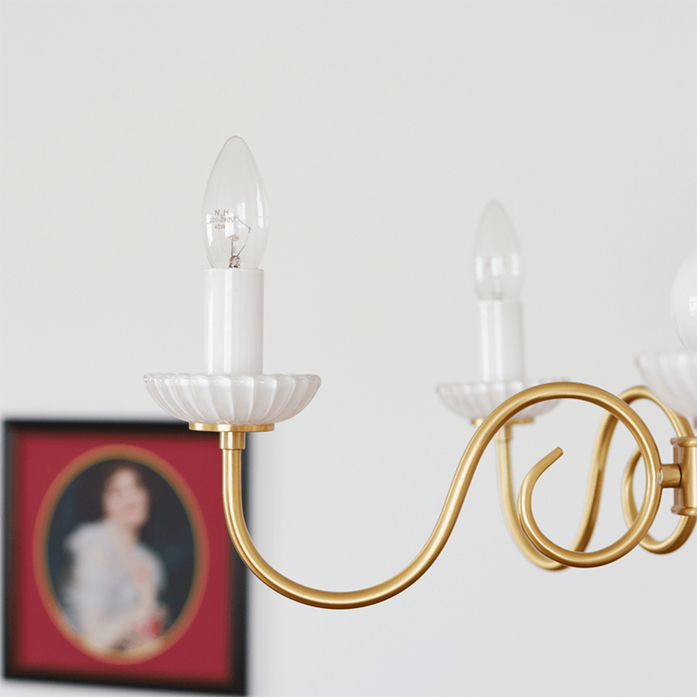Retro Cream Glass Chandelier 3/5 Lamps