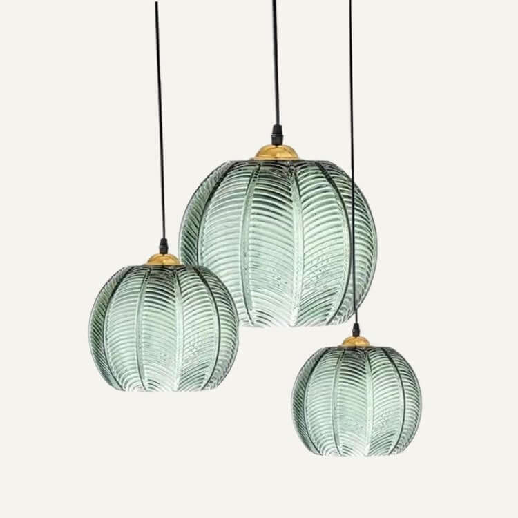 Frosted Glass Pendant Light with Decorative Leaf Pattern