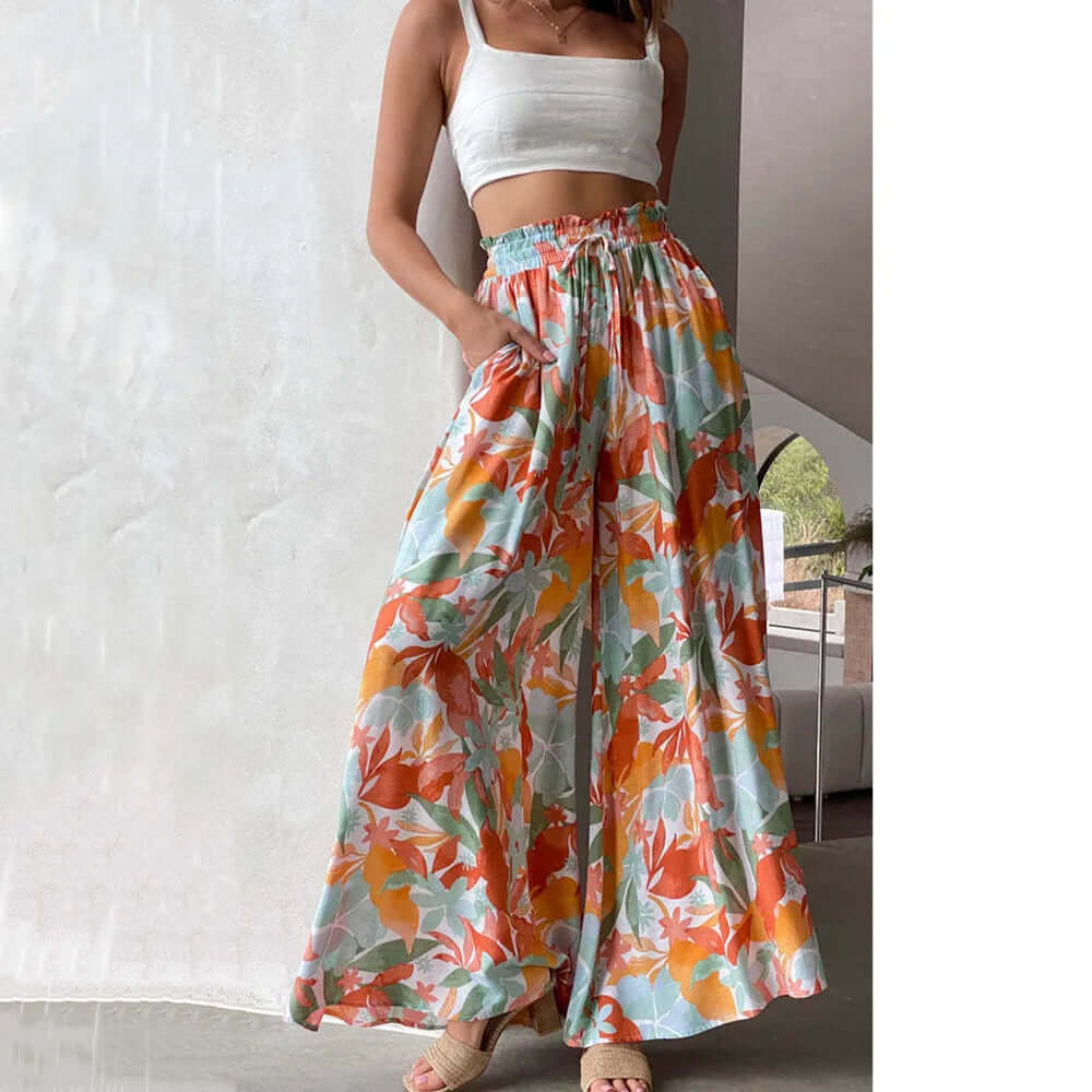 Effortless women's casual trousers, loose fit with drawstring waist for ultimate comfort & style.