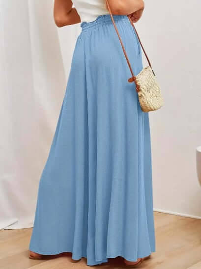Stylish women's loose fit trousers with adjustable drawstring waist, great for fashion and comfort.