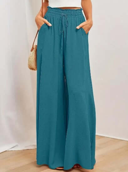 Women's comfortable wide-leg drawstring pants, perfect for summer and relaxed casual outfits.