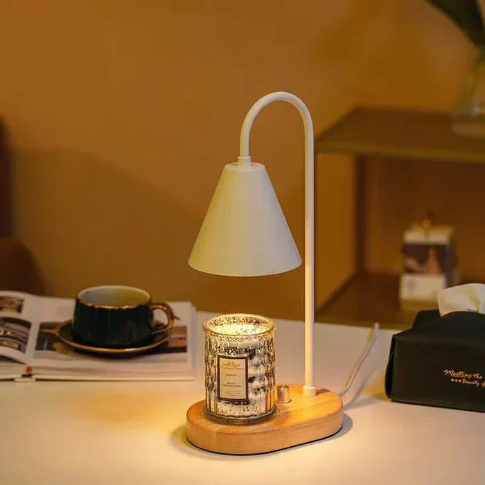 White electric candle warmer lamp, a flameless solution for safe aromatherapy and a cozy home ambiance.