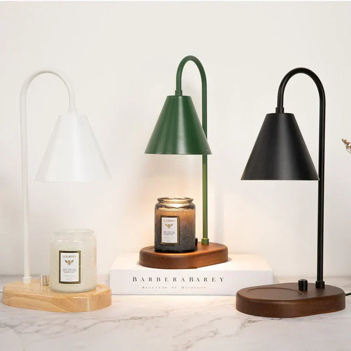 Black electric candle warmer lamp, stylish home decor piece for flameless candles & delightful home fragrance.