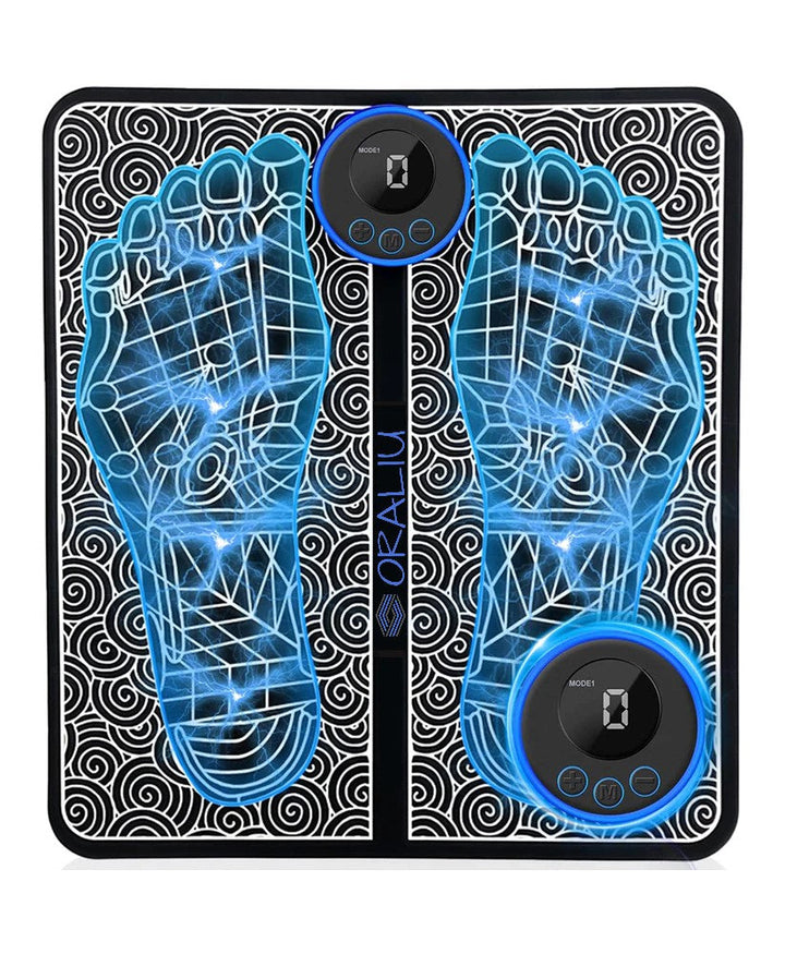 "Electric foot massager with remote, ergonomic design, customizable intensity for pain relief and comfort."