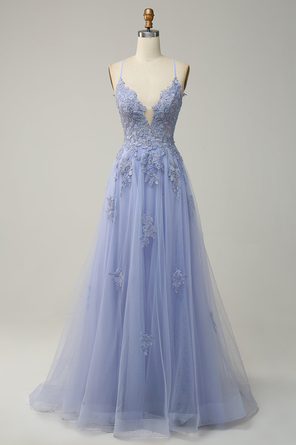 Timeless A-line evening dress for women, embellished with intricate appliques for a chic look.