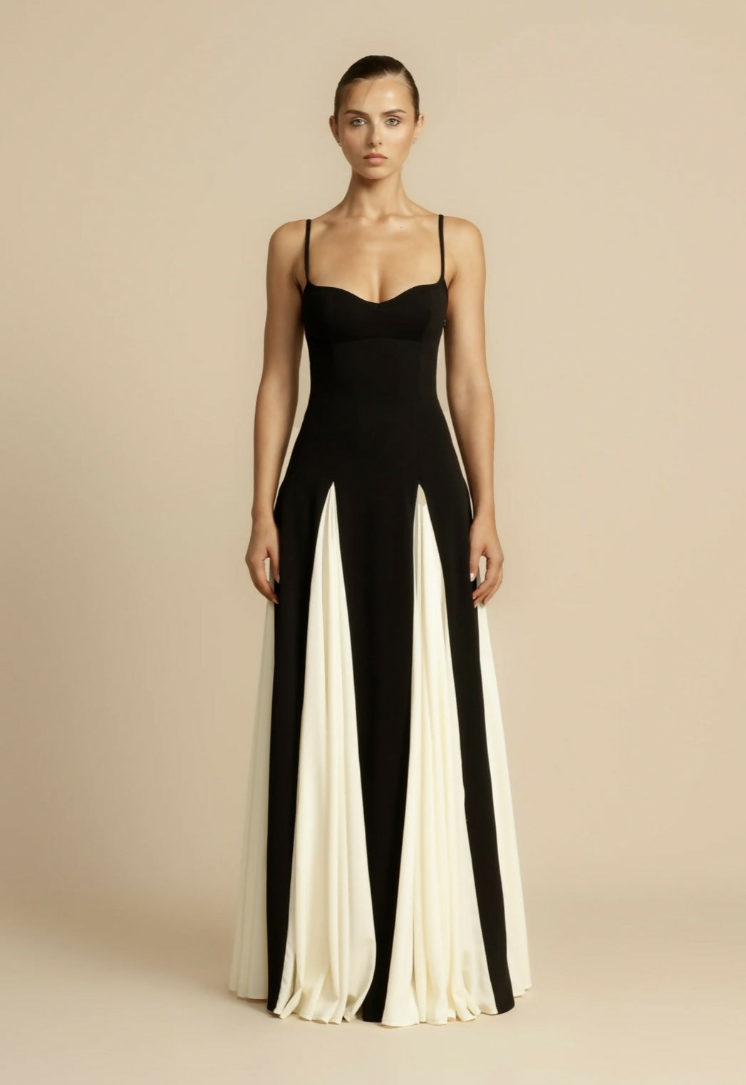 Sophisticated women's A-line maxi gown, an ideal elegant evening dress for special occasions.