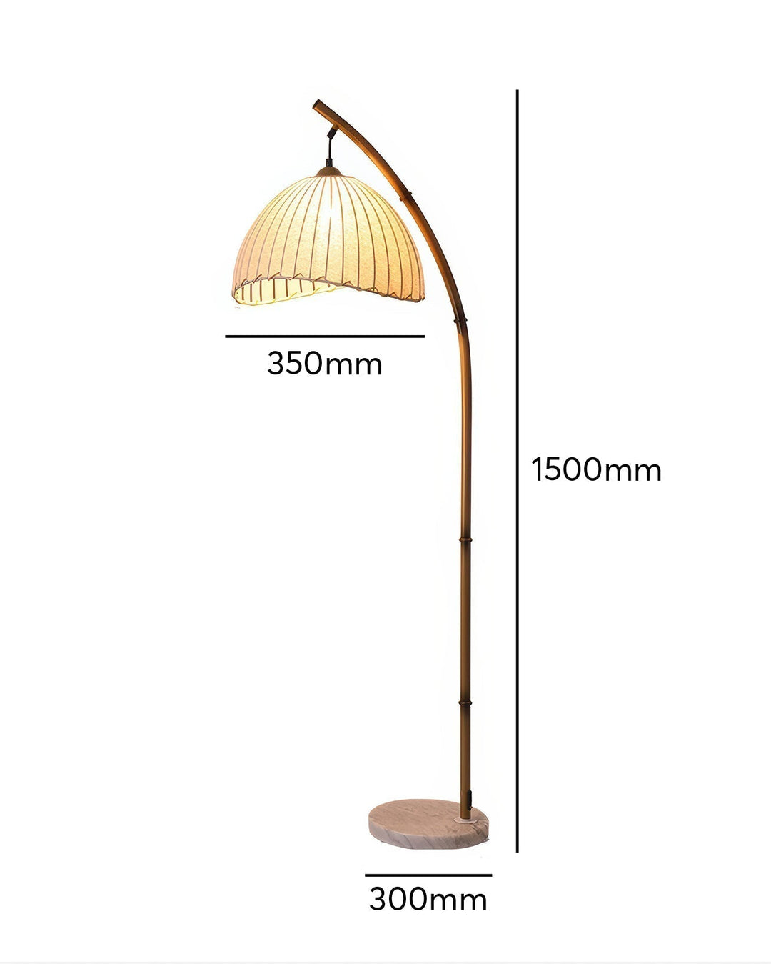 Elegant bamboo floor lamp with fabric shade, offering ambient lighting for a relaxing ambiance in home decor settings.