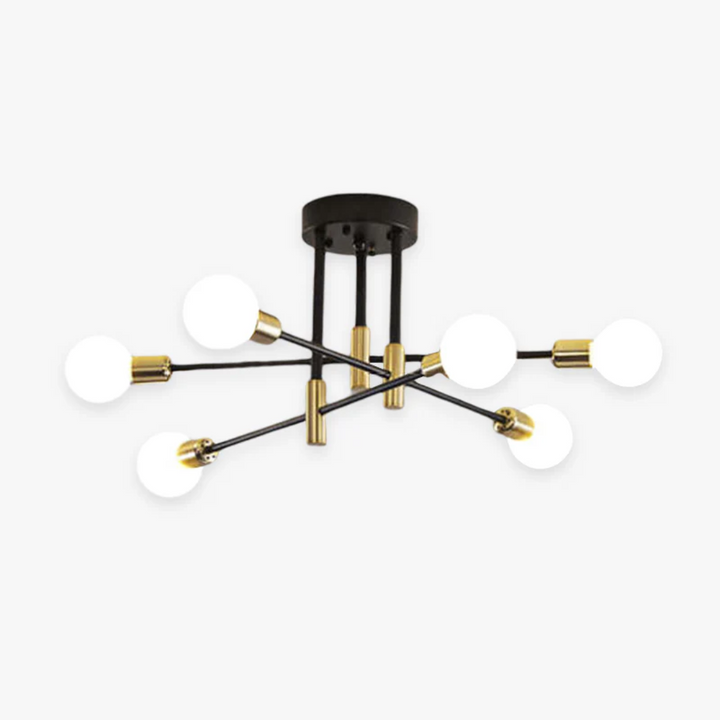 Elegant black & gold modern LED ceiling light. Perfect for living room, bedroom, or dining room illumination.