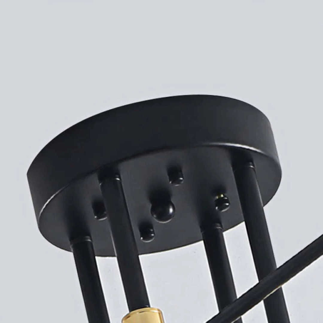 Stylish black & gold modern LED ceiling lamp. Ideal for bedroom, living room, or dining room lighting.