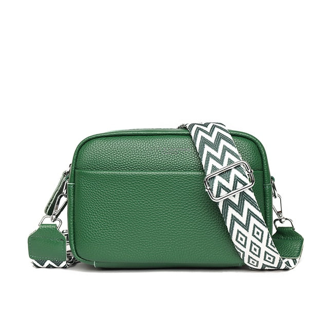 Stylish beige leather crossbody bag for women, an everyday shoulder bag with a functional adjustable strap.