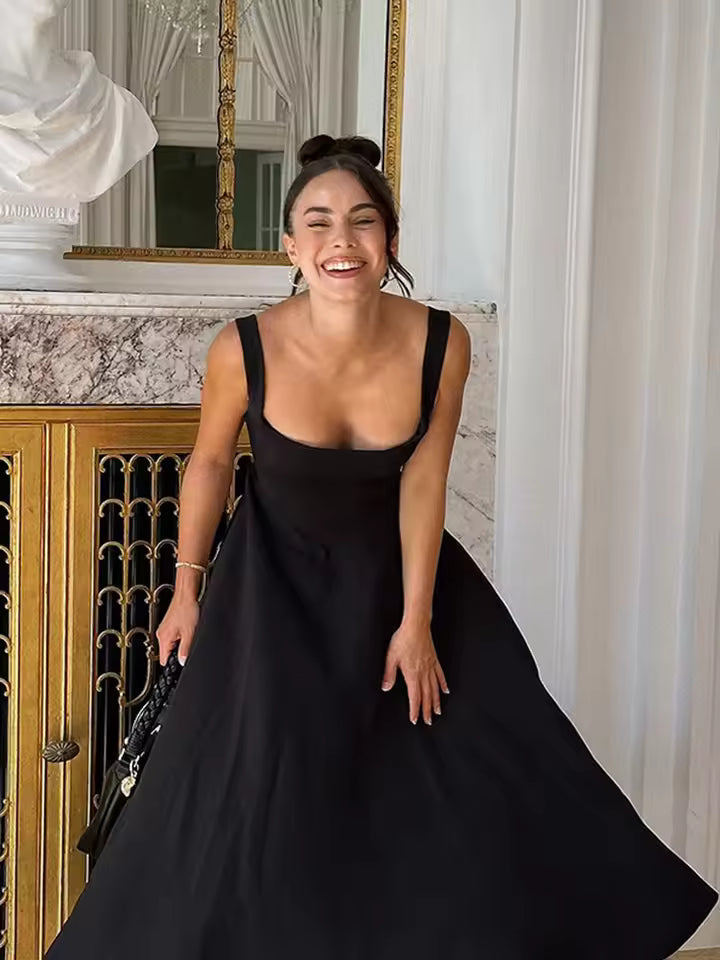 Chic women's formal midi dress with elegant style, perfect for evening parties, galas, or special events.