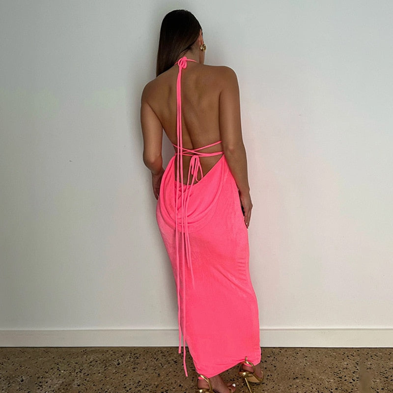 Women's navy low back maxi dress, a versatile elegant evening gown.