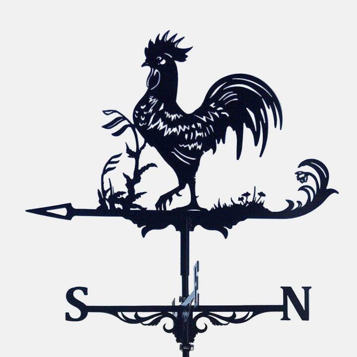 Black metal dragon weather vane, a unique outdoor wind indicator and garden accent.