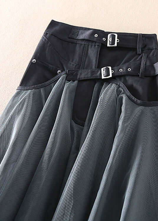 Versatile women's black high waist long mesh skirt, sheer and elegant, a perfect addition to any wardrobe.