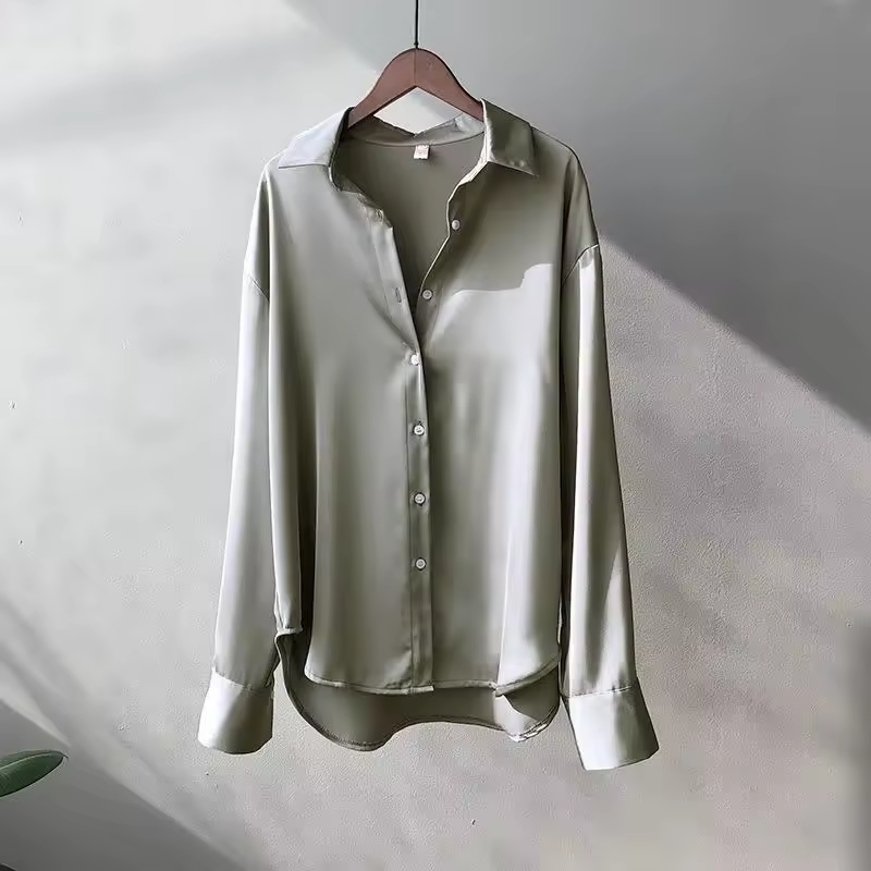 All-season women's elegant flowy blouse, a versatile long sleeve top for sophisticated casual & formal wear.